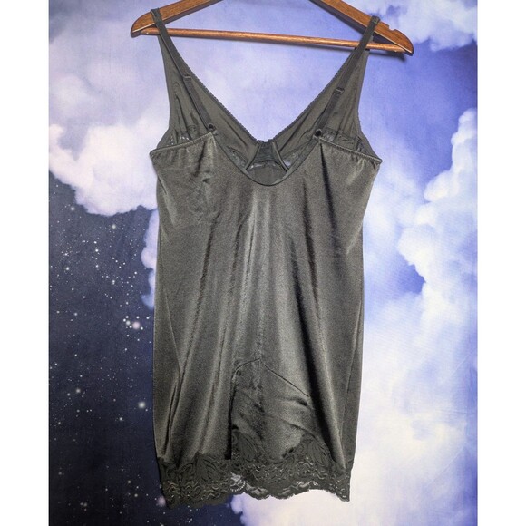 Vintage Vanity Fair Black Nylon Lace Slip Dress Size 38 Coquette Witchy Grunge - Picture 3 of 7